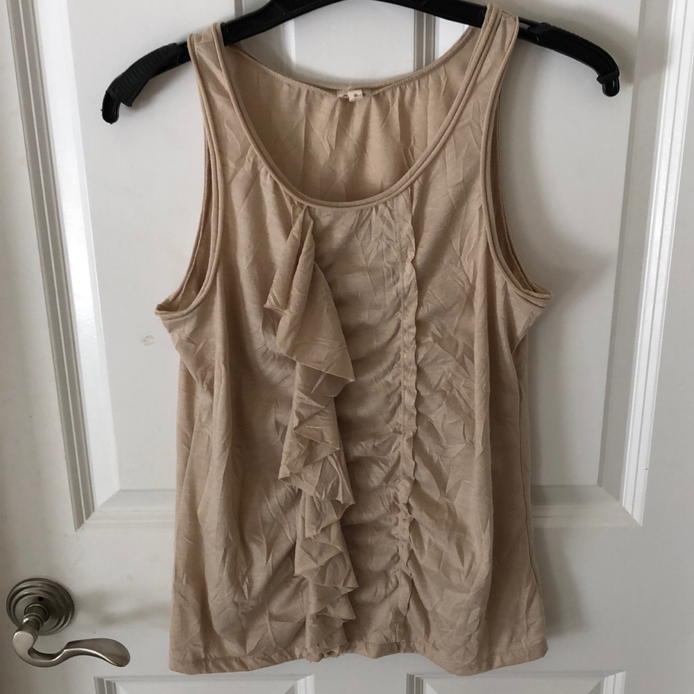 J crew wrinkle ruffle front tank